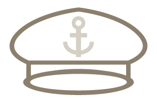 Illustration of a maritime hat meant to represent MMRBH law office's knowledge and experience handling offshore injury lawsuits.